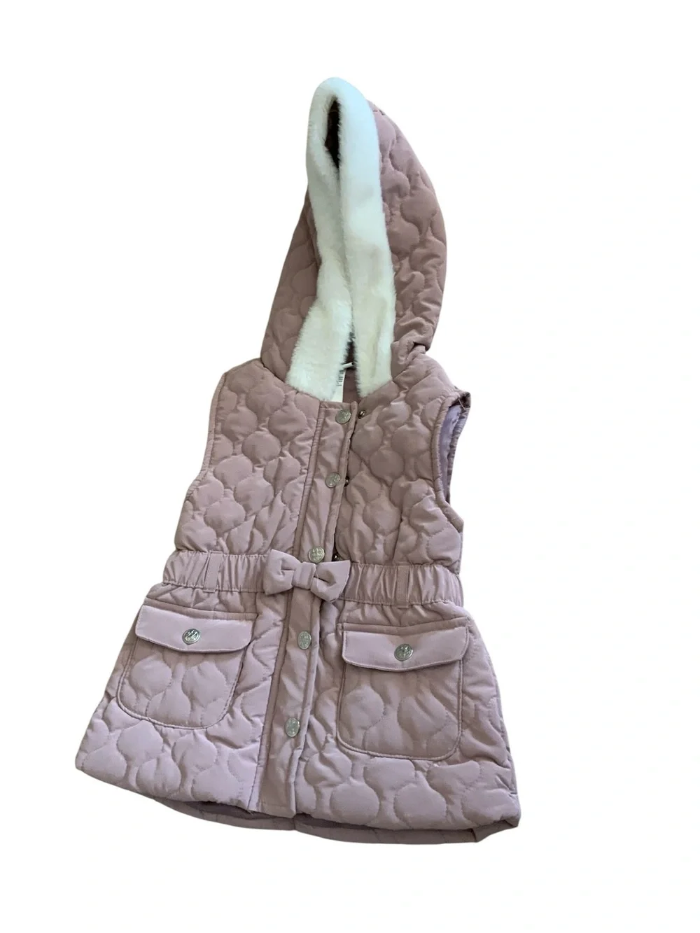 Bundle 2 Calvin Klein Girls' Quilted Hooded Vest - Pink and purple SZ 4